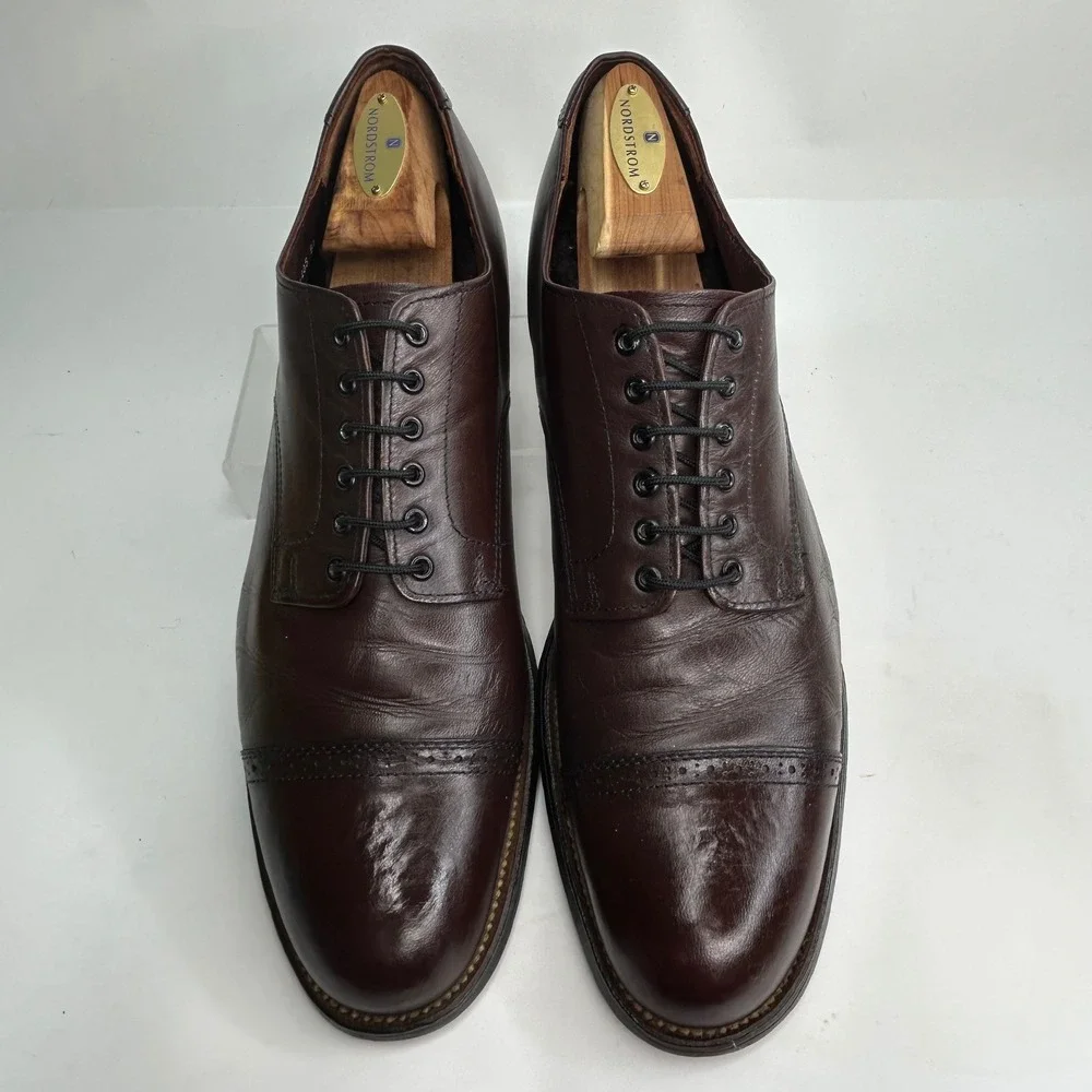 Vintage Stacy Adams Madison Cap Toe Oxford 10.5‎ D - Brown Kidskin Leather 00012